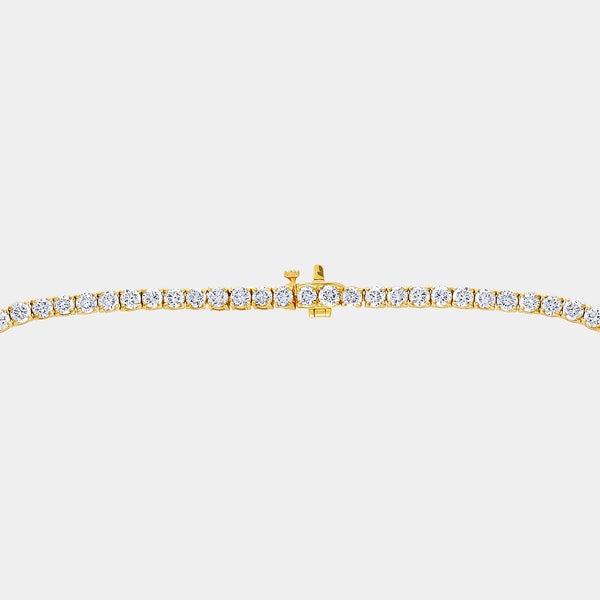 Gilded 15 Carat Lab-Grown Diamond Round-Shaped Straight Line Tennis Necklace