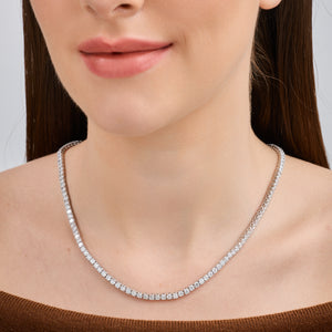 Gilded 18 Carat Lab-Grown Diamond Round-Shaped Straight Line Tennis Necklace