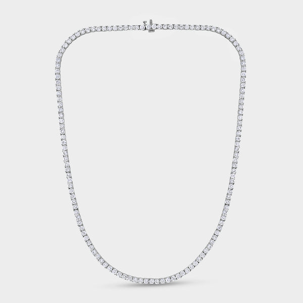 Gilded 18 Carat Lab-Grown Diamond Round-Shaped Straight Line Tennis Necklace