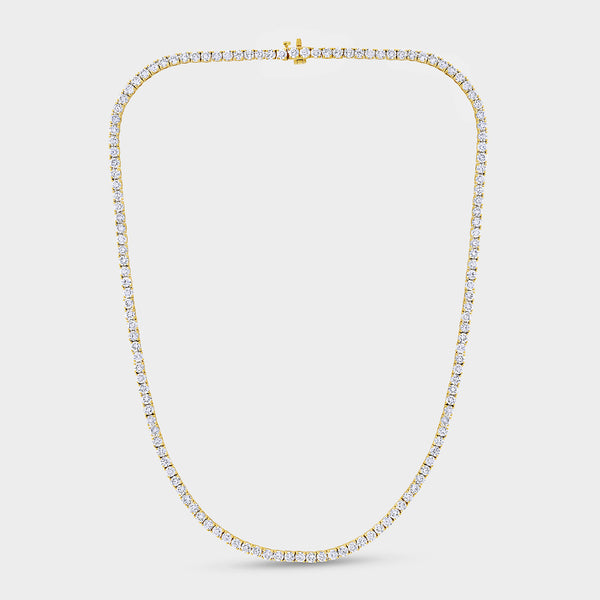 Gilded 18 Carat Lab-Grown Diamond Round-Shaped Straight Line Tennis Necklace