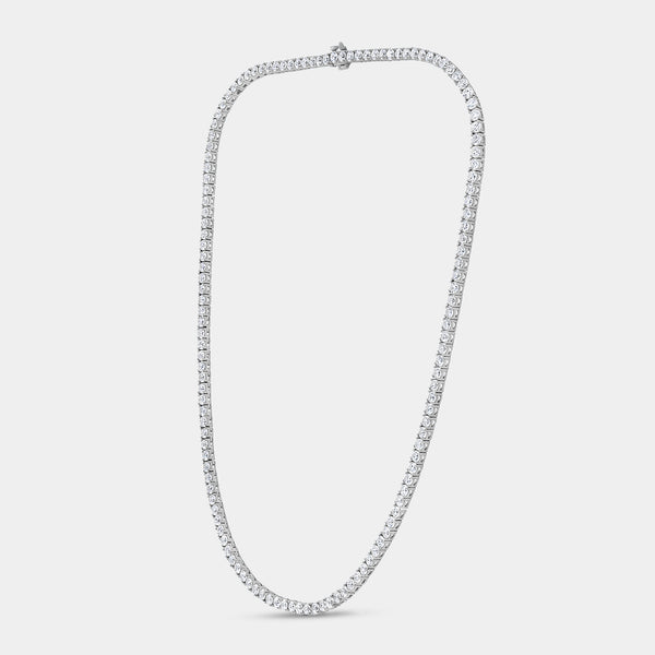 Gilded 18 Carat Lab-Grown Diamond Round-Shaped Straight Line Tennis Necklace