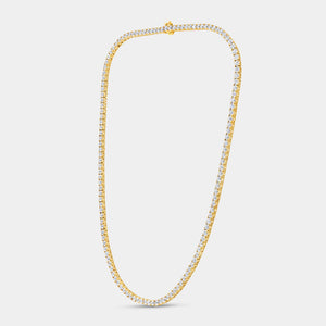 Gilded 18 Carat Lab-Grown Diamond Round-Shaped Straight Line Tennis Necklace