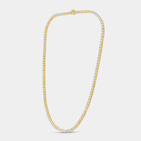 Gilded 18 Carat Lab-Grown Diamond Round-Shaped Straight Line Tennis Necklace
