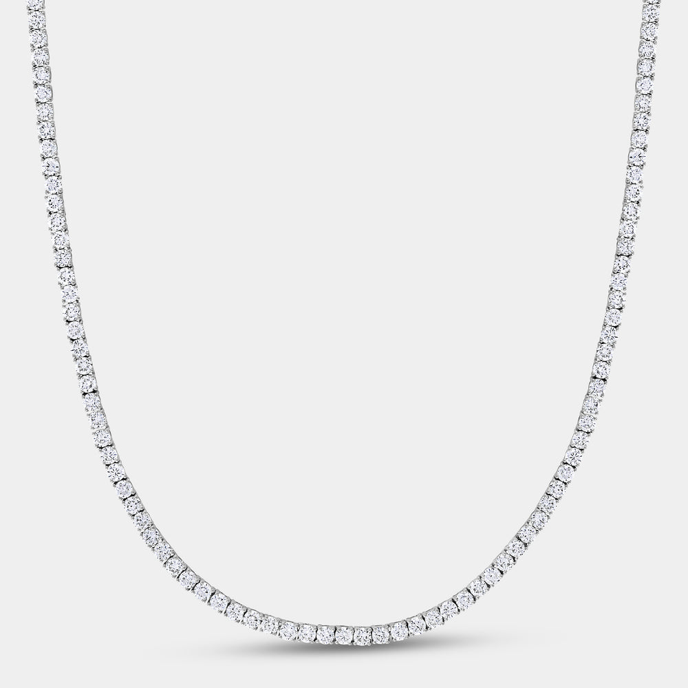 Gilded 18 Carat Lab-Grown Diamond Round-Shaped Straight Line Tennis Necklace