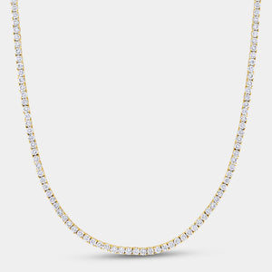 Gilded 18 Carat Lab-Grown Diamond Round-Shaped Straight Line Tennis Necklace
