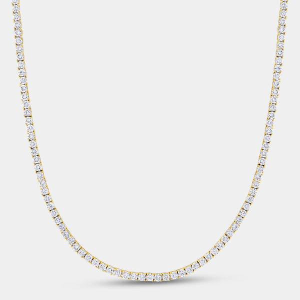 Gilded 18 Carat Lab-Grown Diamond Round-Shaped Straight Line Tennis Necklace
