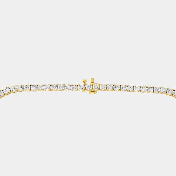 Gilded 18 Carat Lab-Grown Diamond Round-Shaped Straight Line Tennis Necklace