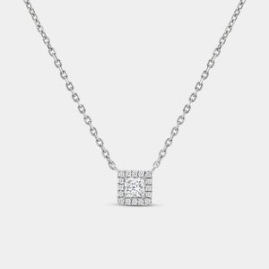 Gilded 1/4 Carat Lab-Grown Diamond Princess-Cut Solitaire Plus Pendant with a Delicate Halo