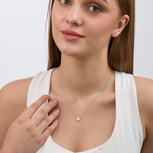 Gilded 1/2 Carat Lab-Grown Diamond Princess-Cut Solitaire Plus Pendant with a Delicate Halo
