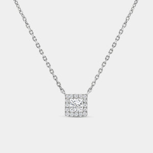 Gilded 1/2 Carat Lab-Grown Diamond Princess-Cut Solitaire Plus Pendant with a Delicate Halo