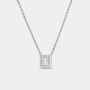 Gilded 1/2 Carat Lab-Grown Diamond Princess-Cut Solitaire Plus Pendant with a Delicate Halo