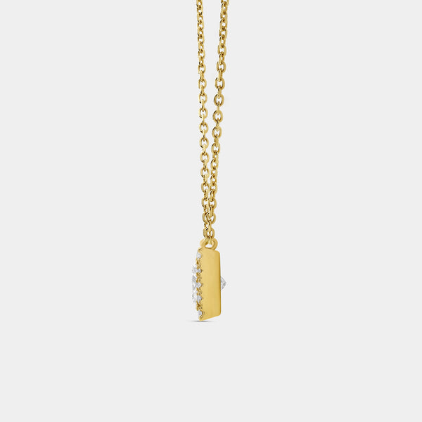 Gilded 3/4 Carat Lab-Grown Diamond Princess-Cut Solitaire Plus Pendant with a Delicate Halo