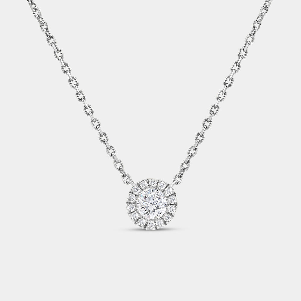 Gilded 1/4 Carat Lab-Grown Diamond Round-Shaped Solitaire Plus Pendant with a Delicate Halo
