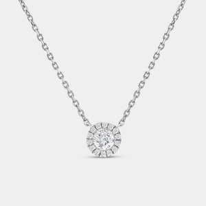 Gilded 1/4 Carat Lab-Grown Diamond Round-Shaped Solitaire Plus Pendant with a Delicate Halo