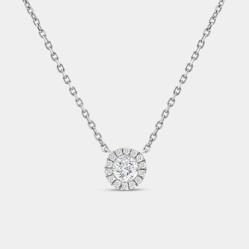 Gilded 1/4 Carat Lab-Grown Diamond Round-Shaped Solitaire Plus Pendant with a Delicate Halo