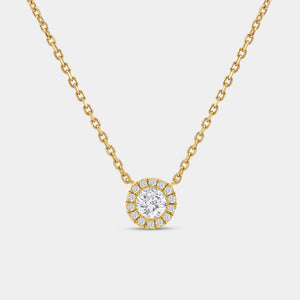 Gilded 1/4 Carat Lab-Grown Diamond Round-Shaped Solitaire Plus Pendant with a Delicate Halo