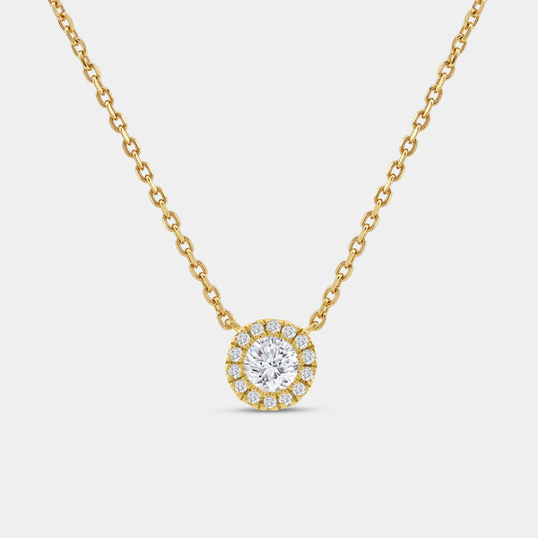 Gilded 1/4 Carat Lab-Grown Diamond Round-Shaped Solitaire Plus Pendant with a Delicate Halo