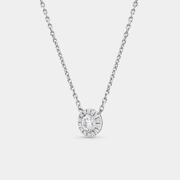 Gilded 1/4 Carat Lab-Grown Diamond Round-Shaped Solitaire Plus Pendant with a Delicate Halo