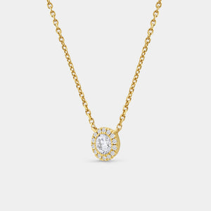 Gilded 1/4 Carat Lab-Grown Diamond Round-Shaped Solitaire Plus Pendant with a Delicate Halo