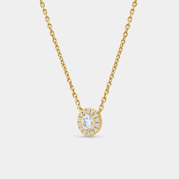 Gilded 1/4 Carat Lab-Grown Diamond Round-Shaped Solitaire Plus Pendant with a Delicate Halo