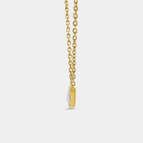Gilded 1/4 Carat Lab-Grown Diamond Round-Shaped Solitaire Plus Pendant with a Delicate Halo
