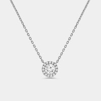 1/2 Carat Lab-Grown Diamond Round-Shaped Solitaire Plus Pendant with a Delicate Halo — GILDED New York