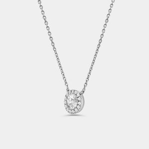 Gilded 1/2 Carat Lab-Grown Diamond Round-Shaped Solitaire Plus Pendant with a Delicate Halo
