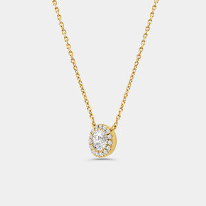 Gilded 1/2 Carat Lab-Grown Diamond Round-Shaped Solitaire Plus Pendant with a Delicate Halo