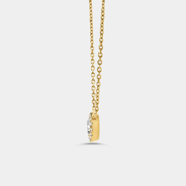 Gilded 1/2 Carat Lab-Grown Diamond Round-Shaped Solitaire Plus Pendant with a Delicate Halo