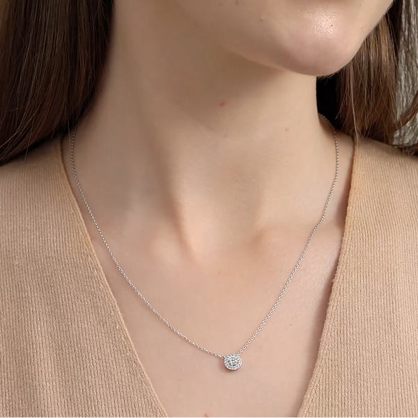Gilded 1/2 Carat Lab-Grown Diamond Round-Shaped Solitaire Plus Pendant with a Delicate Halo