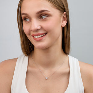 Gilded 3/4 Carat Lab-Grown Diamond Round-Shaped Solitaire Plus Pendant with a Delicate Halo