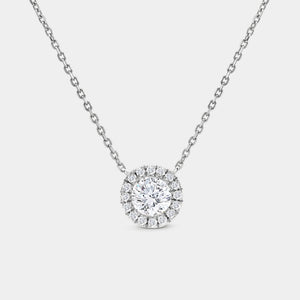 Gilded 3/4 Carat Lab-Grown Diamond Round-Shaped Solitaire Plus Pendant with a Delicate Halo