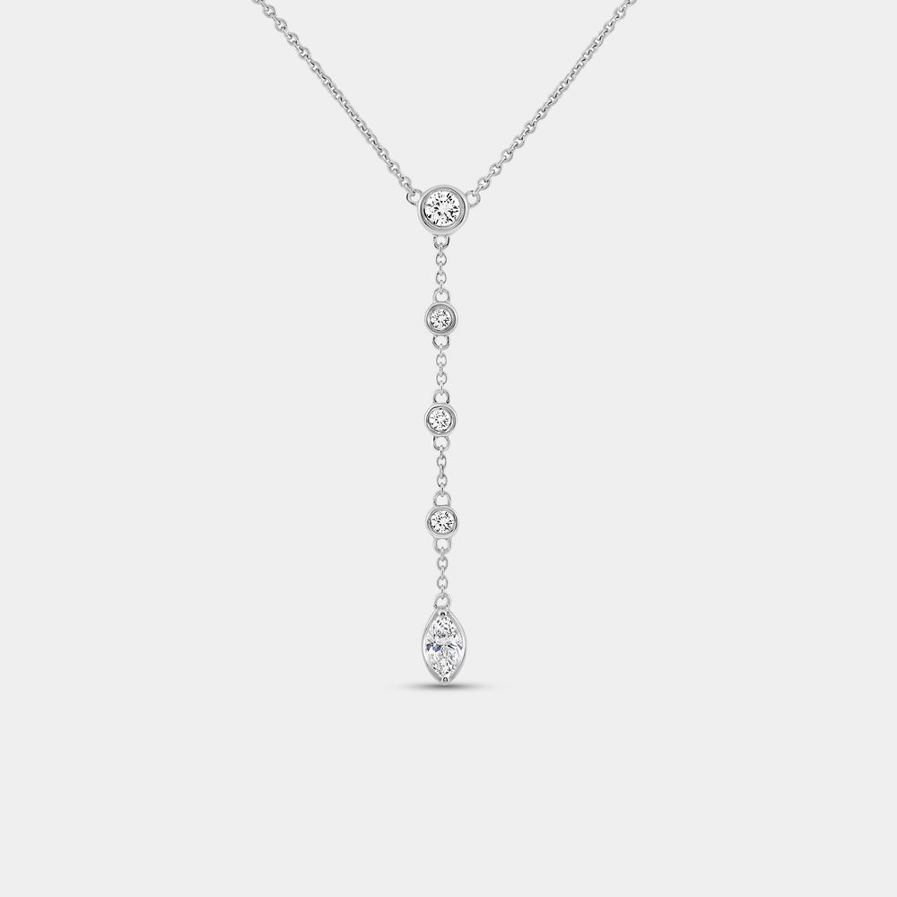 Gilded 1/2 Carat Lab-Grown Bezel-Set Necklace with Diamond Stations