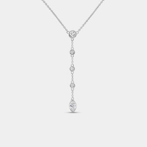 Gilded 1/2 Carat Lab-Grown Bezel-Set Necklace with Diamond Stations