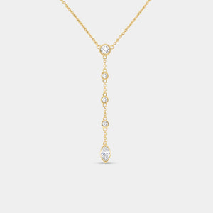 Gilded 1/2 Carat Lab-Grown Bezel-Set Necklace with Diamond Stations