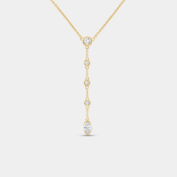 1/2 Carat Lab-Grown Bezel-Set Necklace with Diamond Stations — GILDED New York