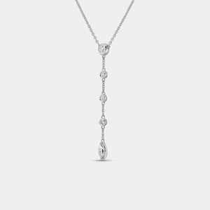 Gilded 1/2 Carat Lab-Grown Bezel-Set Necklace with Diamond Stations