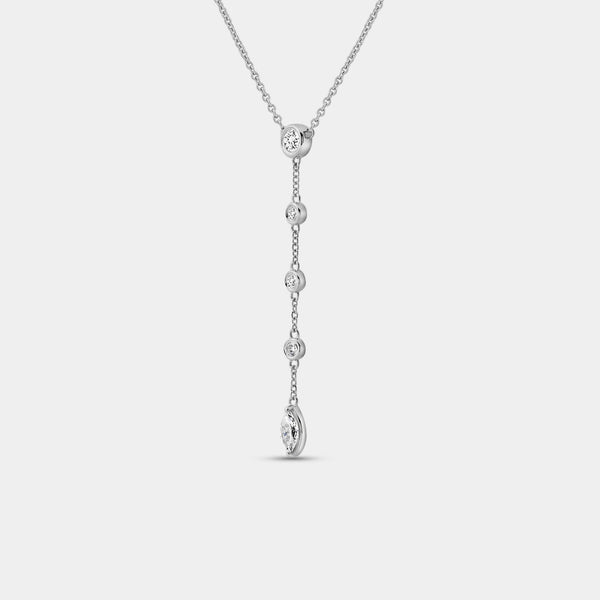 Gilded 1/2 Carat Lab-Grown Bezel-Set Necklace with Diamond Stations