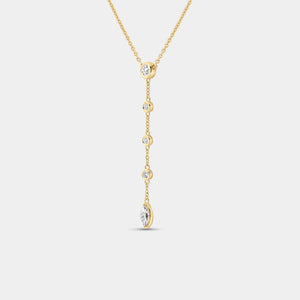 Gilded 1/2 Carat Lab-Grown Bezel-Set Necklace with Diamond Stations
