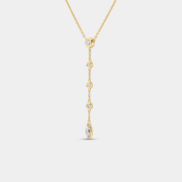 Gilded 1/2 Carat Lab-Grown Bezel-Set Necklace with Diamond Stations