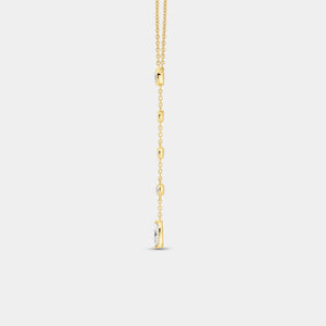 Gilded 1/2 Carat Lab-Grown Bezel-Set Necklace with Diamond Stations