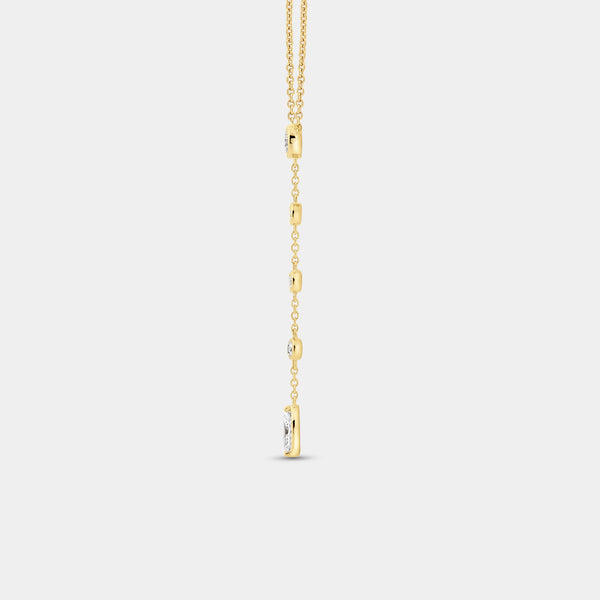Gilded 1/2 Carat Lab-Grown Bezel-Set Necklace with Diamond Stations