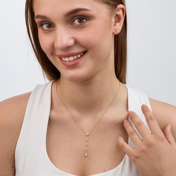 1/2 Carat Lab-Grown Bezel-Set Necklace with Diamond Stations — GILDED New York