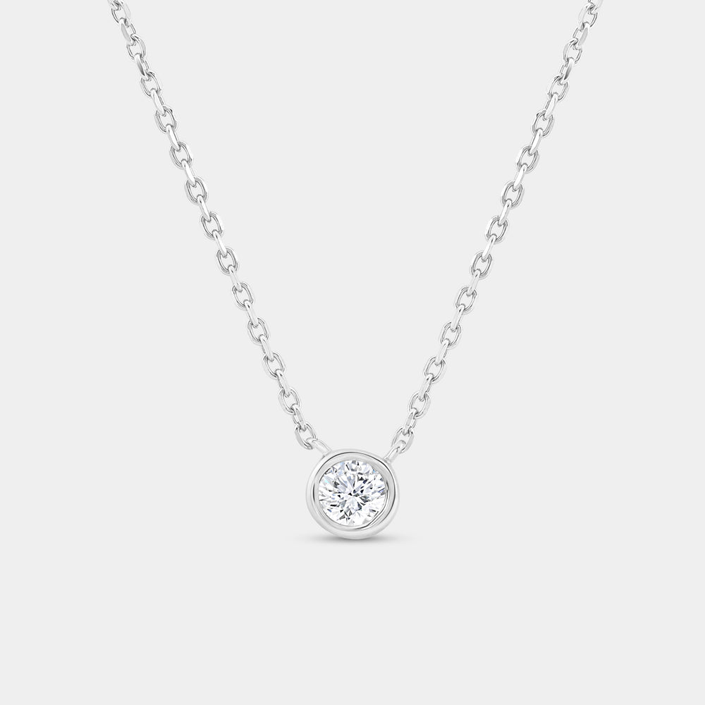 Gilded 1/4 Carat Lab-Grown Diamond Round-Shaped, Bezel-Set Station Solitaire Pendant