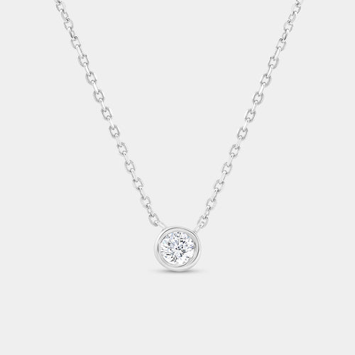Gilded 1/4 Carat Lab-Grown Diamond Round-Shaped, Bezel-Set Station Solitaire Pendant