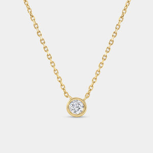 Gilded 1/4 Carat Lab-Grown Diamond Round-Shaped, Bezel-Set Station Solitaire Pendant