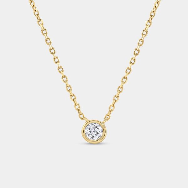 1/4 Carat Lab-Grown Diamond Round-Shaped, Bezel-Set Station Solitaire Pendant — GILDED New York