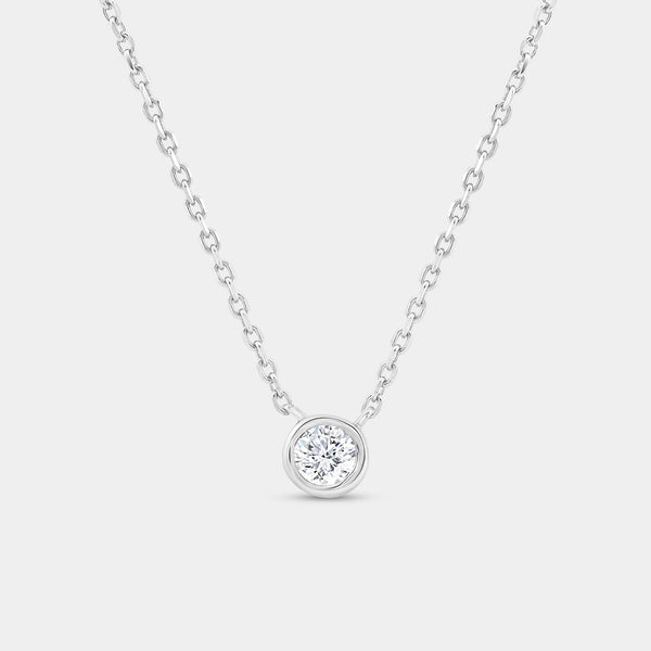 1/4 Carat Lab-Grown Diamond Round-Shaped, Bezel-Set Station Solitaire Pendant — GILDED New York