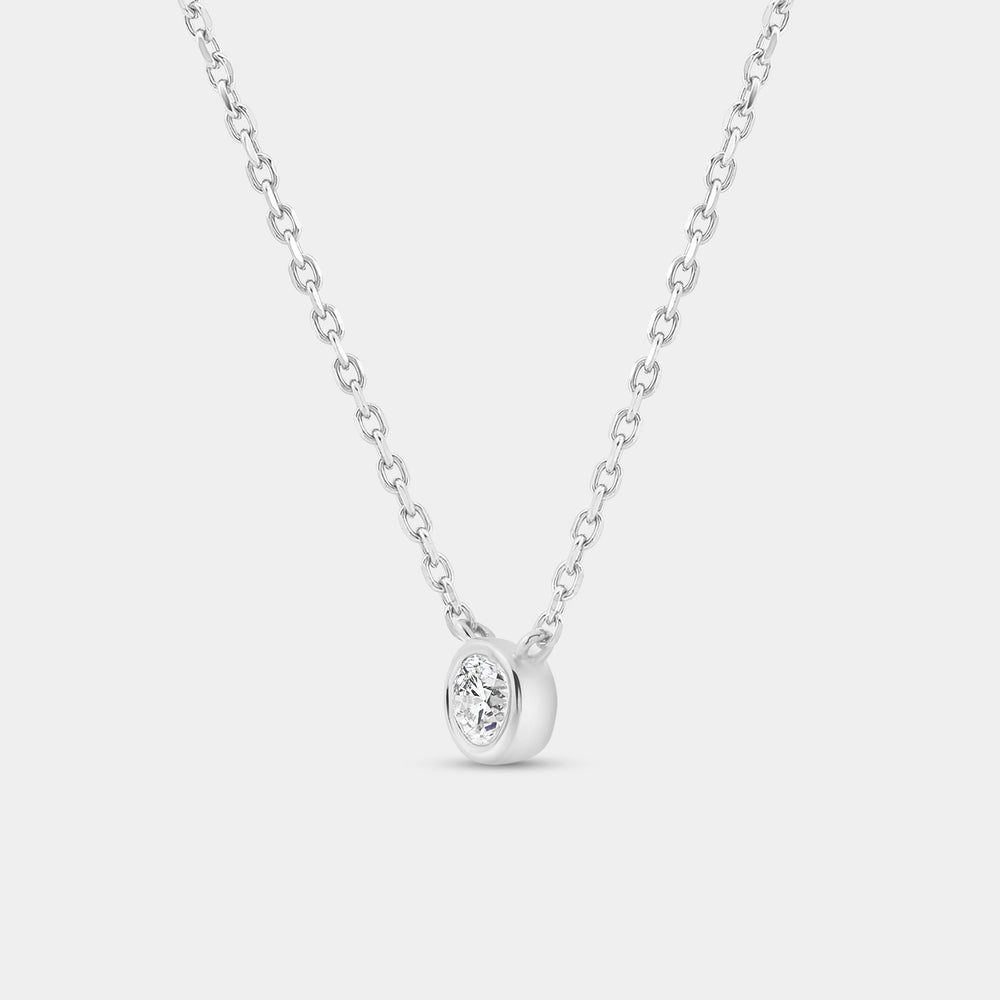 Gilded 1/4 Carat Lab-Grown Diamond Round-Shaped, Bezel-Set Station Solitaire Pendant