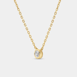 Gilded 1/4 Carat Lab-Grown Diamond Round-Shaped, Bezel-Set Station Solitaire Pendant